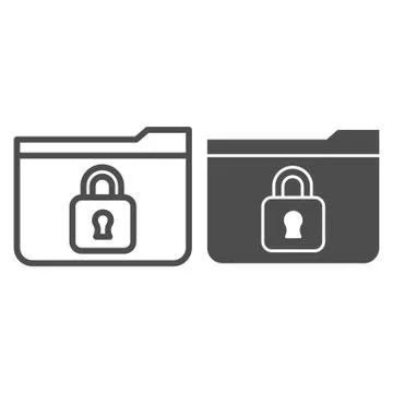 Locked folder line and glyph icon. Folder with padlock vector illustration Stock Illustration