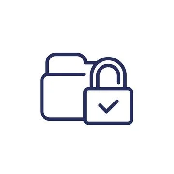 Locked folder line icon on white Stock Illustration