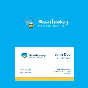 Locked folder logo Design with business card template. Elegant corporate iden 스톡 일러스트