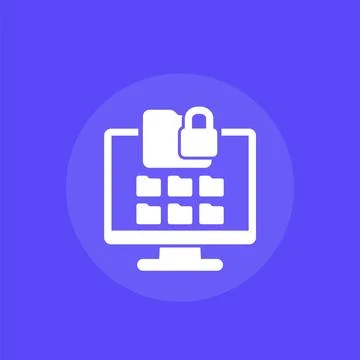 Locked folder vector icon with a computer Stock Illustration