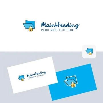 Locked folder vector logotype with business card template. Elegant corporate  Stock Illustration