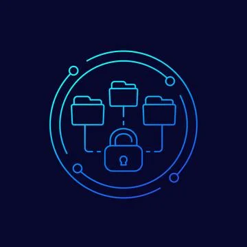 Locked folders icon, linear design Stock Illustration