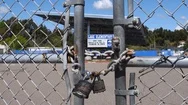 Locked Gate Of A San Diego County School Closed Down Stock Footage