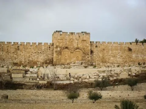Locked gate at the wall of Jerusalem Stock Photos