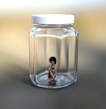 Locked in a glass jar Stock Illustration