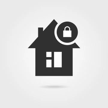 Locked home icon with shadow Stock Illustration