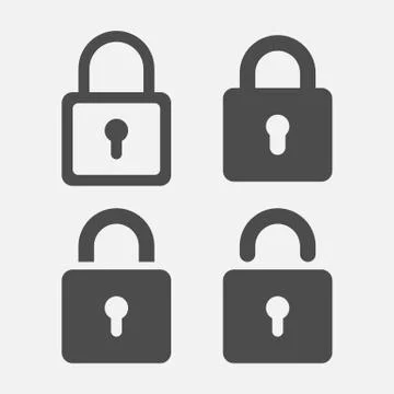 Locked icon set isolated on white background. Vector illustration. Stock-Illustration