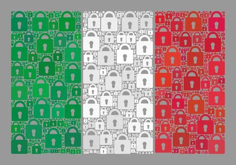 Locked Italy Flag - Collage with Lock Items Stock Illustration