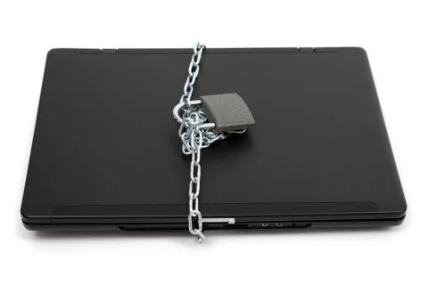 Locked laptop computer Stock Photos
