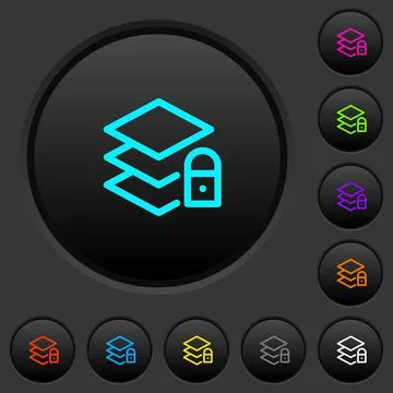 Locked layers dark push buttons with color icons Stockillustratie