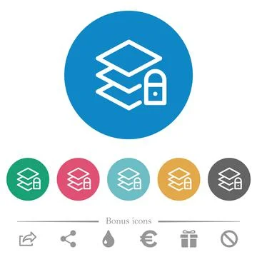 Locked layers flat round icons Stockillustratie
