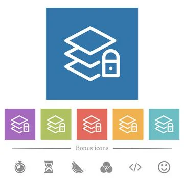 Locked layers flat white icons in square backgrounds イラスト素材
