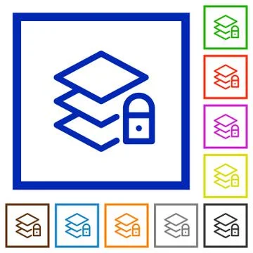 Locked layers framed flat icons Stock Illustration