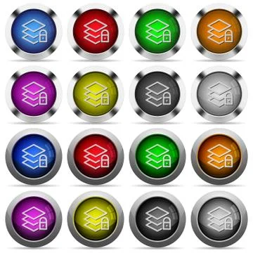 Locked layers glossy button set Stockillustratie