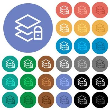 Locked layers round flat multi colored icons Stockillustratie