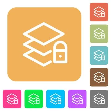 Locked layers rounded square flat icons 스톡 일러스트