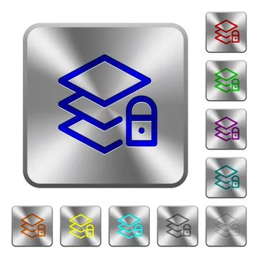 Locked layers rounded square steel buttons 库存插图