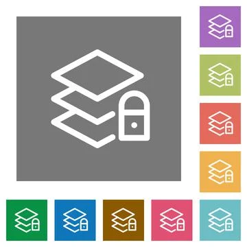 Locked layers square flat icons Illustrazione stock