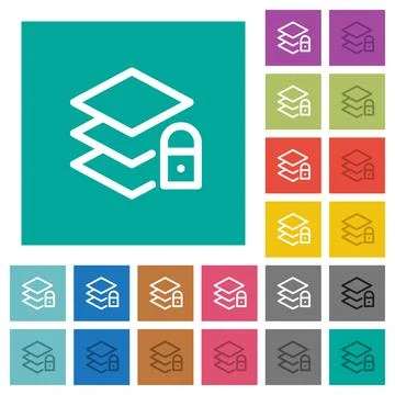 Locked layers square flat multi colored icons Illustrazione stock