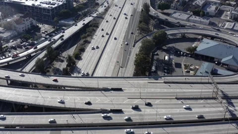 Locked Off Los Angeles Freeway Suburbs California Drone Aerial View 動画素材 335260582
