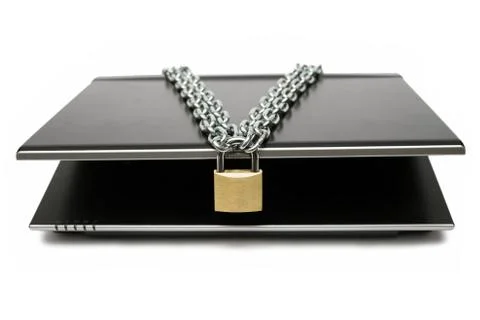 Locked Mobile Computer Isolated on a White Background Foto stock