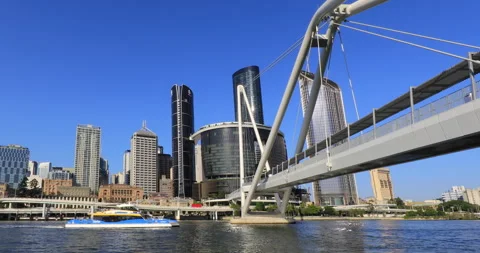 Locked off motion of Brisbane CBD area and ferry,Brisbane, QLD, 10-17-2025 Stock Footage 320172286