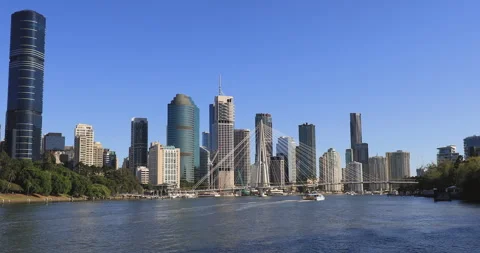 Locked off motion of New Bridge and Brisbane CBD, Brisbane, QLD, 10-08-2025 Stock Footage 320198302