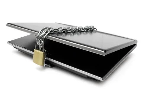 Locked Notebook Isolated on a White Background 스톡 사진