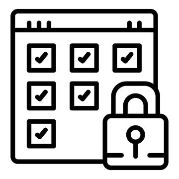 Locked online data icon outline vector. School education Stock Illustration