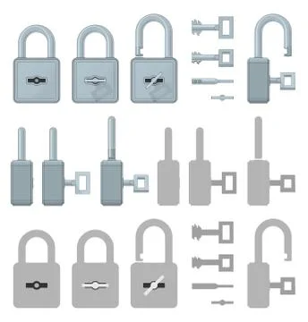 Locked or unlocked padlocks for secure web transaction Stock Illustration