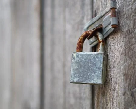 Locked padlock and keys Stock Photos