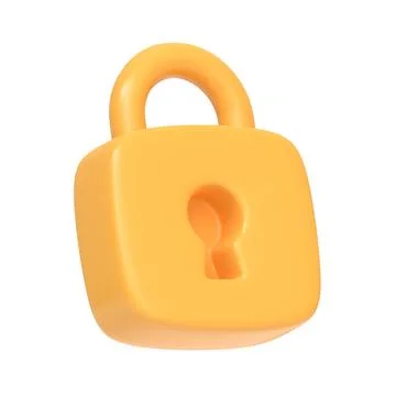 Locked padlock isolated on white background. 3D icon, sign and symbol Stock Illustration