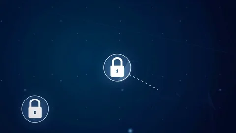 Locked Padlock Network Icon Link Connection Technology Loop Animation 4K Stock Footage 69815464