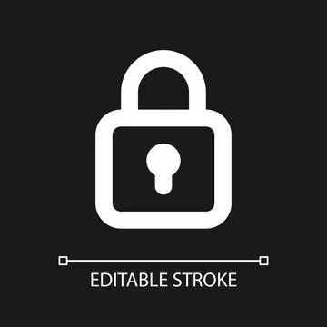 Locked padlock pixel perfect white linear ui icon for dark theme Stock Illustration