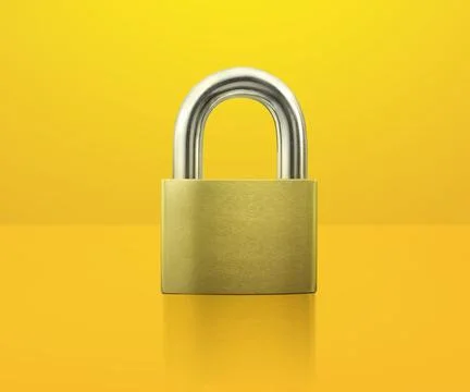 Locked Padlock on yellow background idea concept 스톡 일러스트