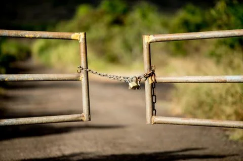 Locked ranch gate Stock Photos