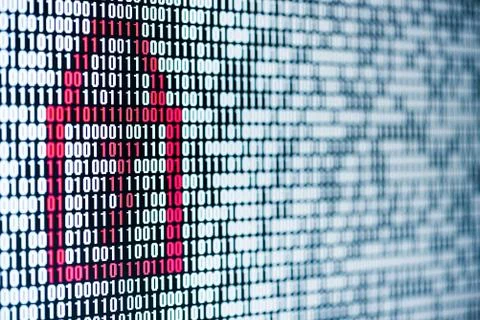 Locked red locker in a binary sequence Stock-Fotos