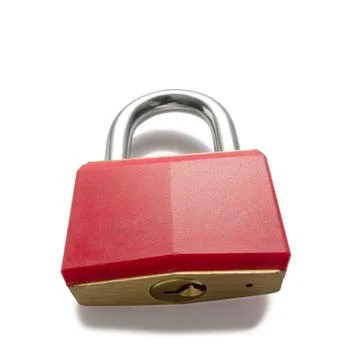 Locked red padlock Stock Photos