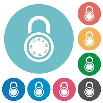 Locked round combination lock flat round icons Stock Illustration