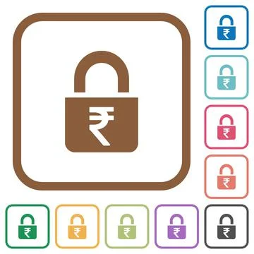 Locked rupees simple icons Stock Illustration