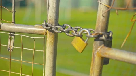 Locked Security Gate Protecting Private Premises Stock Footage 337865081