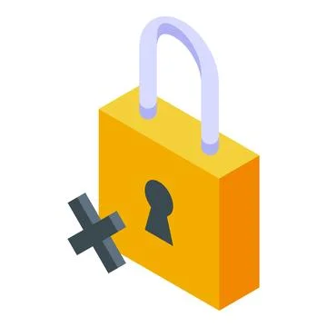 Locked security padlock icon isometric vector. Access failure password 스톡 일러스트