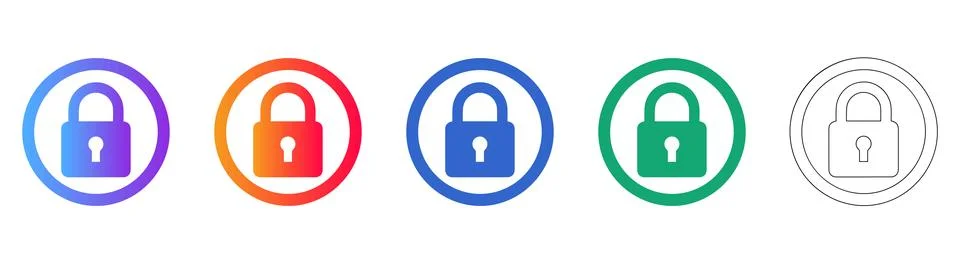 Locked Security Padlock Icon Set Stock Illustration