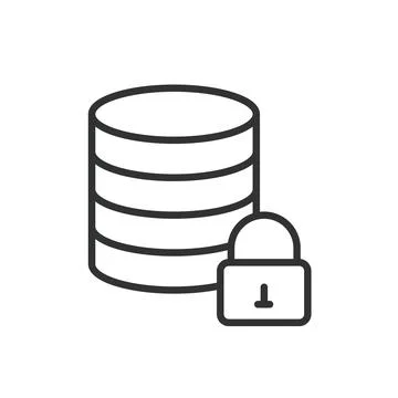 Locked server, icon in line design. Locked, server, security, protection, data Stock Illustration
