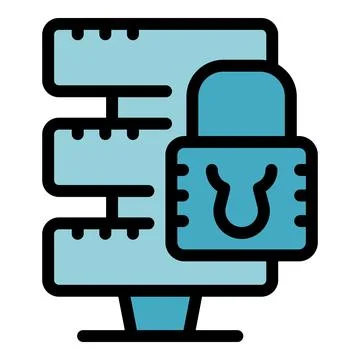 Locked server icon vector flat Stock Illustration