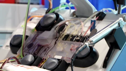 Locked-Off Shot of Apheresis/Dialysis Machine Processing Blood Stock Footage 316274091