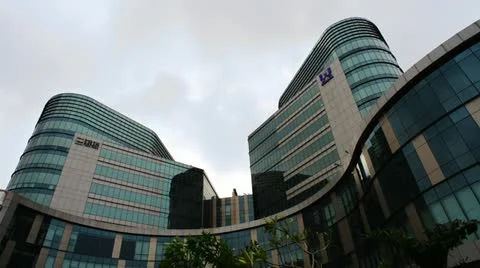 Locked-on shot of an office building Stock Footage 30140426