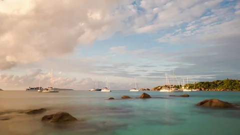 Locked off shot of yachts Stock Footage 310545791