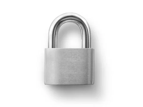Locked Silver Padlock on a white background Stock Photos