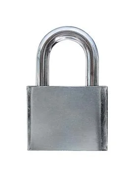 Locked Silver Padlock on a white background Stock Photos